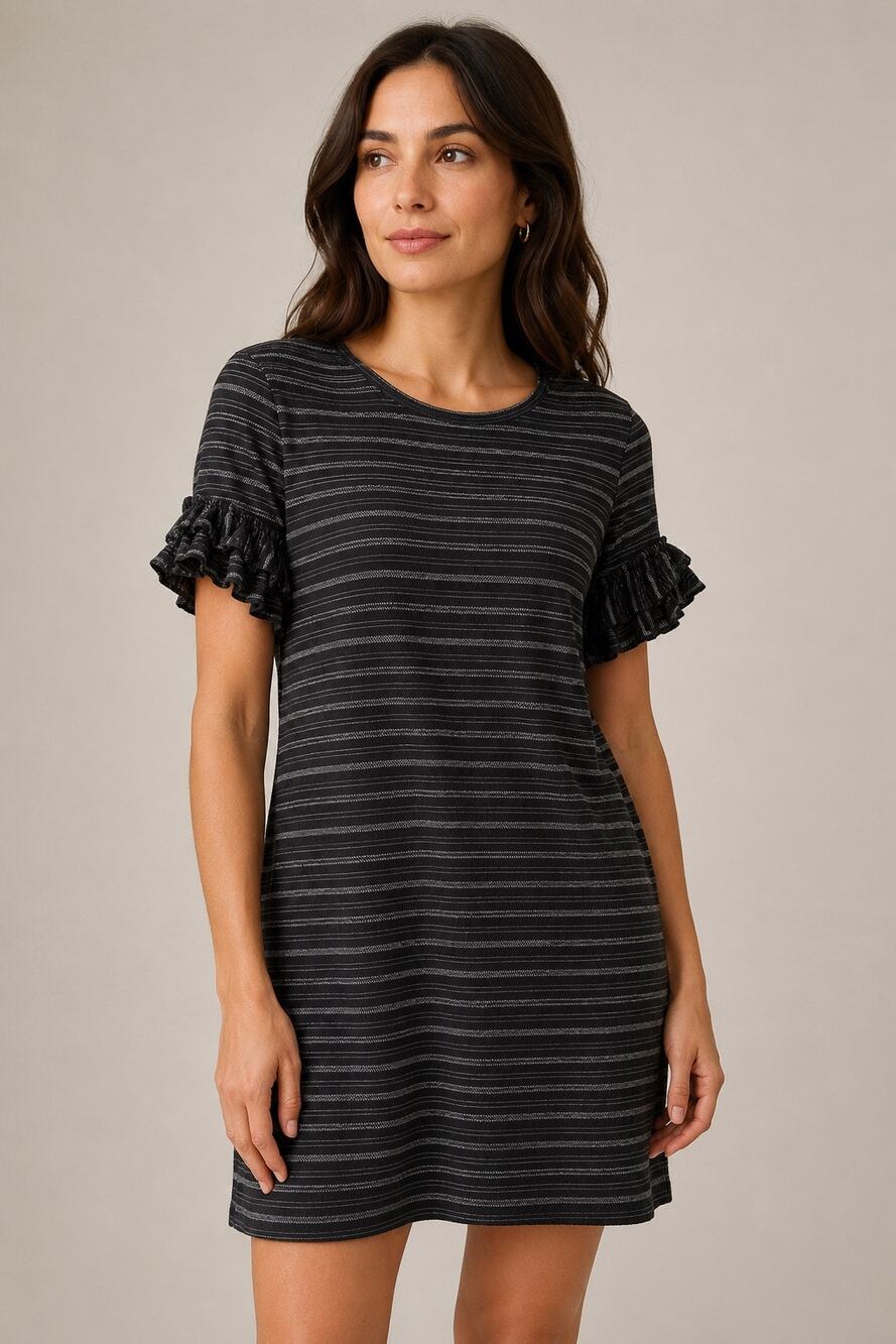 Tabitha Webb Ruffle Sleeve Stripe Shift Dress – Size Small